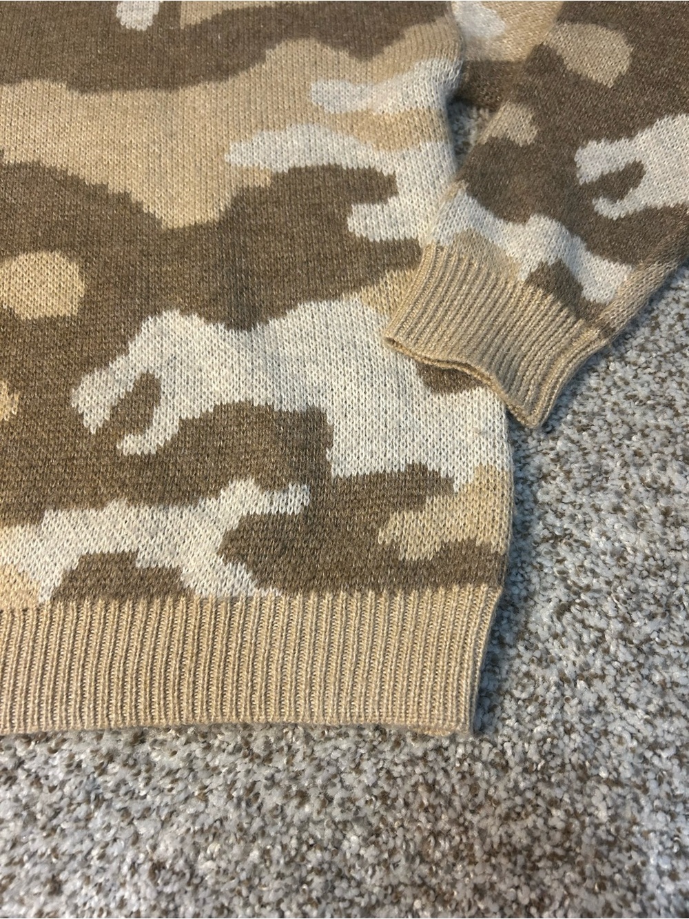 Lucky Brand Women's Camo Crewneck Sweater in Beige and Brown - Picture 2 of 6
